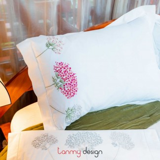 Pillowcase set - hydrangea flower embroidery